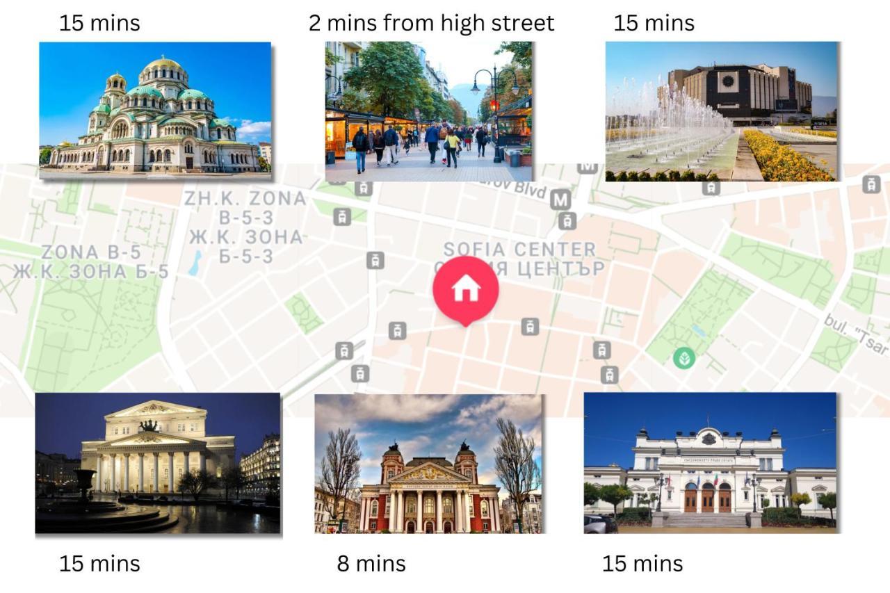Top Centre Sofia Apartment For 6 Guests ภายนอก รูปภาพ